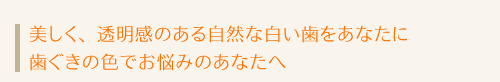 美しく、透明感のある自然な白い歯をあなたに